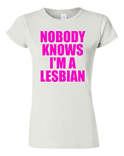 Button Down Shirts Crew Neck  Nobody Knows I'm A Lesbian Funny Short-Sleeve Office Womens Tee