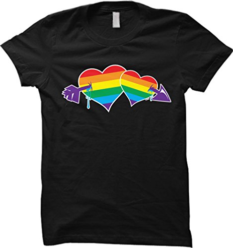 20167 Summer T Shirts For Women Double Rainbow Hearts Gay Pride Top Tees Short-Sleeve Regular O-Neck