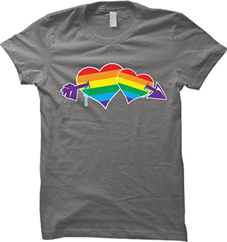 20167 Summer T Shirts For Women Double Rainbow Hearts Gay Pride Top Tees Short-Sleeve Regular O-Neck