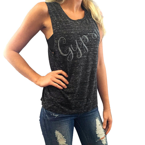 Summer T-shirt Women GYPSY Letters Pattern Sleeveless Cropped feminino Black Shirt Tops fitness women