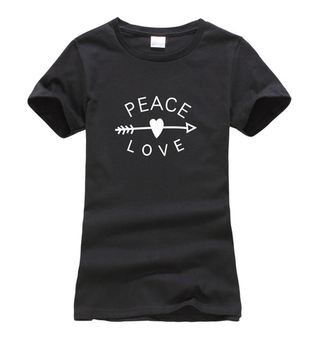 arrow heart PEACE & LOVE Printed funny tee shirt femmen 2017 summer fashion harajuku korean brand women t-shirt casual punk tops