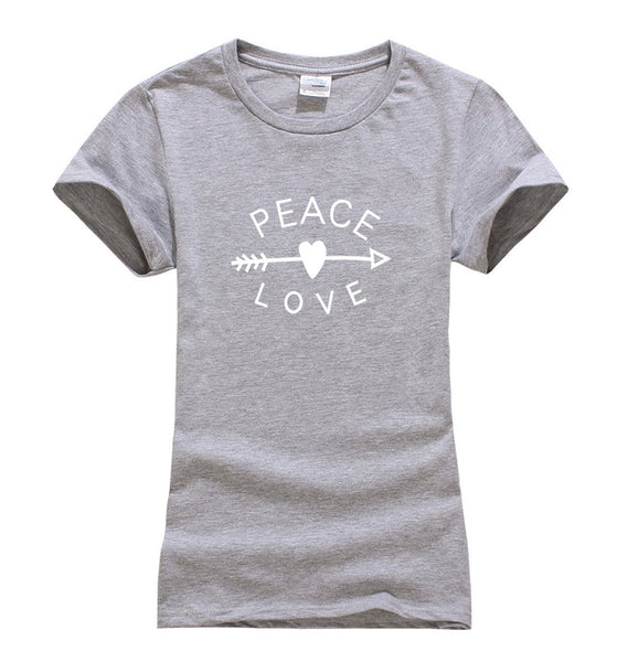 arrow heart PEACE & LOVE Printed funny tee shirt femmen 2017 summer fashion harajuku korean brand women t-shirt casual punk tops