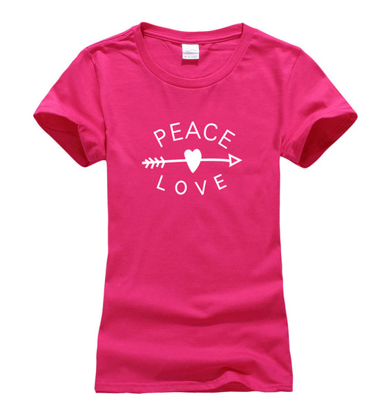 arrow heart PEACE & LOVE Printed funny tee shirt femmen 2017 summer fashion harajuku korean brand women t-shirt casual punk tops