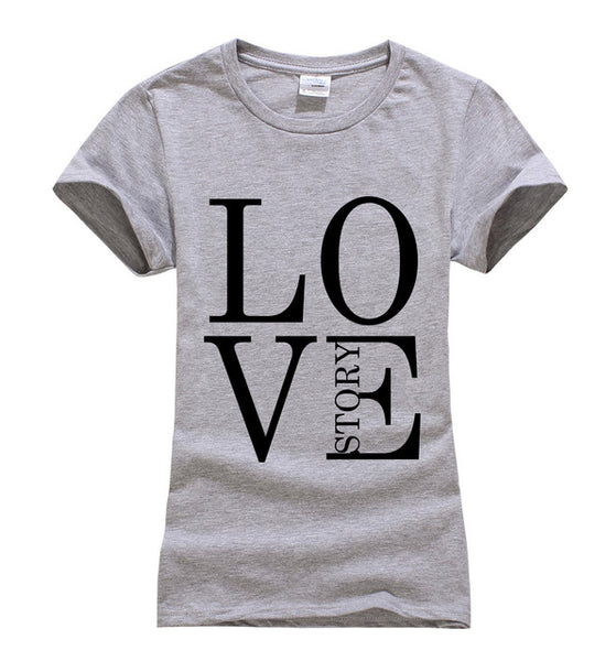 2017 summer women T-shirt Love Story Printed Cotton fashion harajuku brand korean tee shirt femme Party Bodycon funny punk tops
